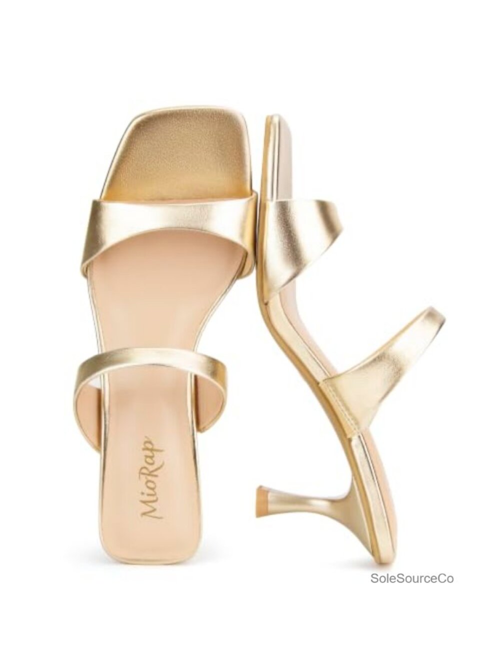 Women's Kitten Heel Square Open Toe Strappy Slip On Mule Sandals Dressy Comfort